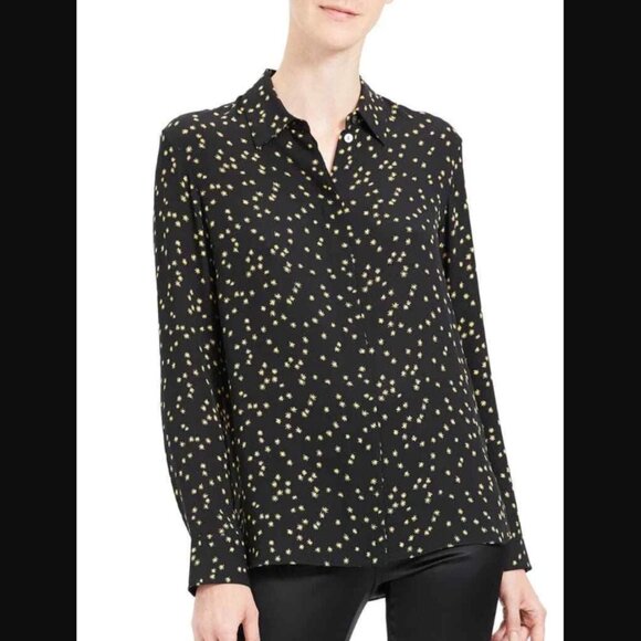 Theory Classic Button Down Shirt in Star Print Size Small - Picture 1 of 4